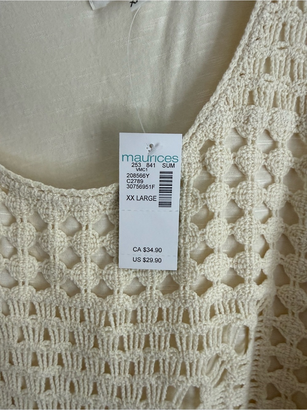 Maurices Cream Crochet Tank Top - Picture 3 of 5